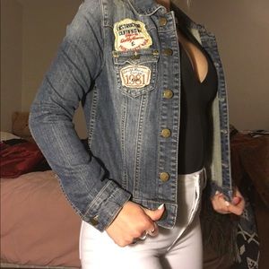 thrifted jacket with patches